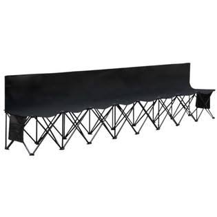 8 SEATS Portable Folding Bench with Backrest Black I682
