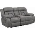Gray Faux Leather Motion Loveseat with Console K2779