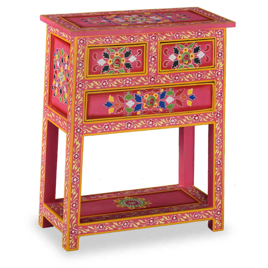 Pink Solid Wood Mango Sideboard with Drawers P595249