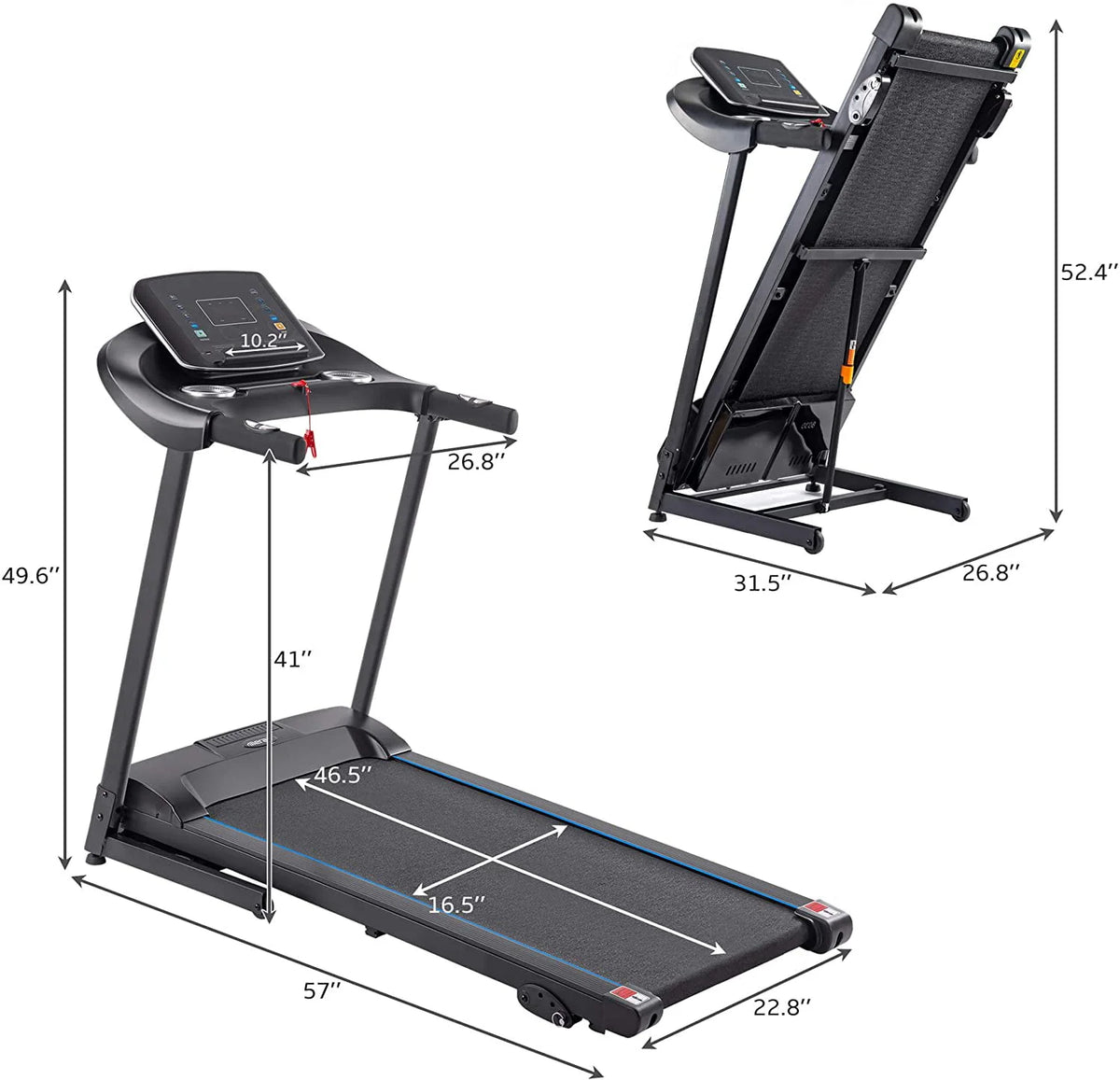 3.5HP Folding Electric Treadmill with Incline, Black F271018