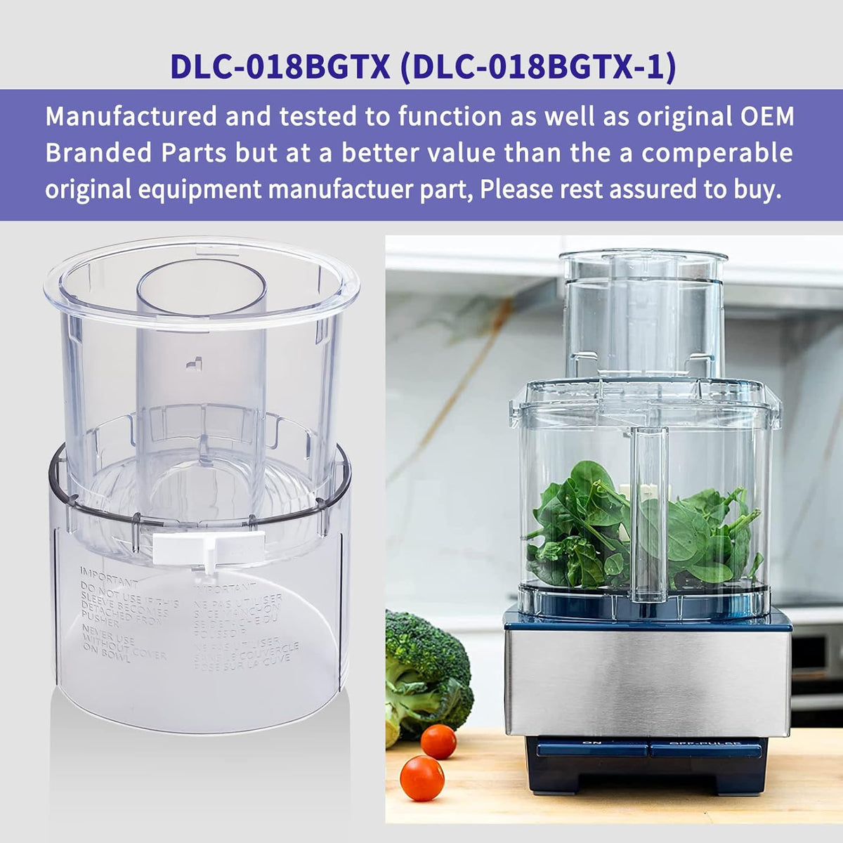 Large Pusher and Sleeve Assembly for Food Processors Y909