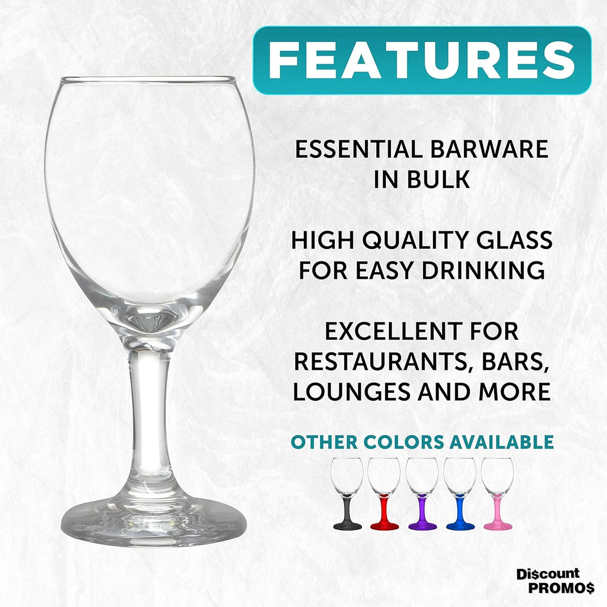 Clear 8.5 Oz Wine Glasses Set W713