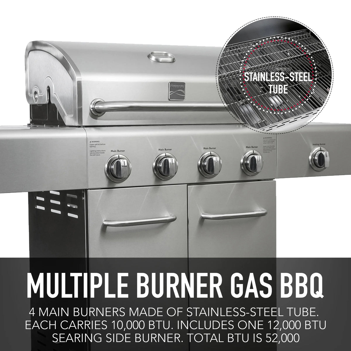 4 Burner Stainless Steel Propane Gas BBQ Grill with Side Burner M241