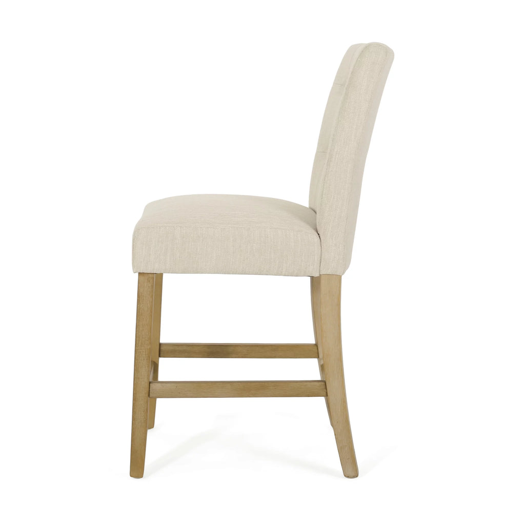 Beige and Weathered Brown Fabric Counter Stools, Set of 2 U28214
