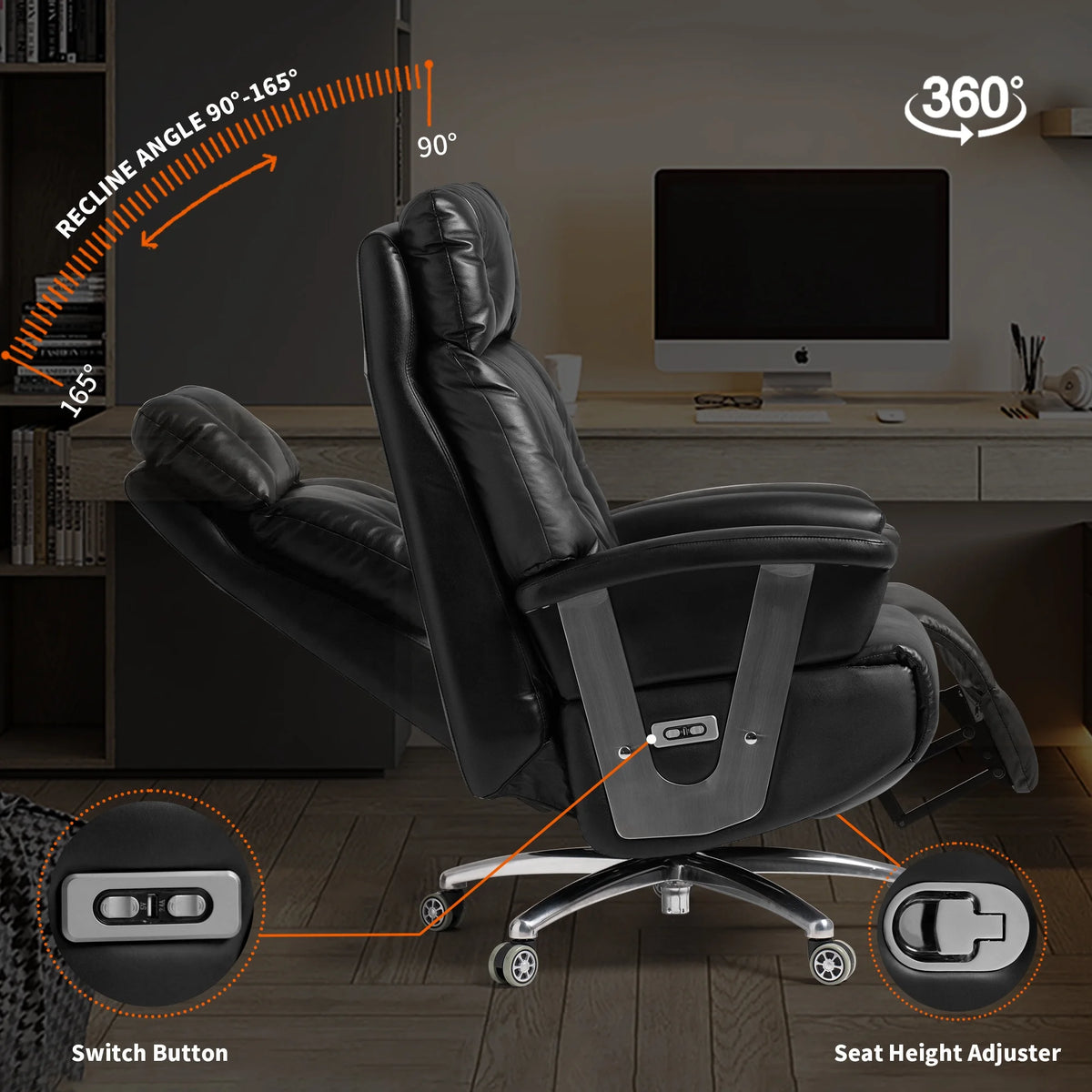 Black Reclining Office Chair I250
