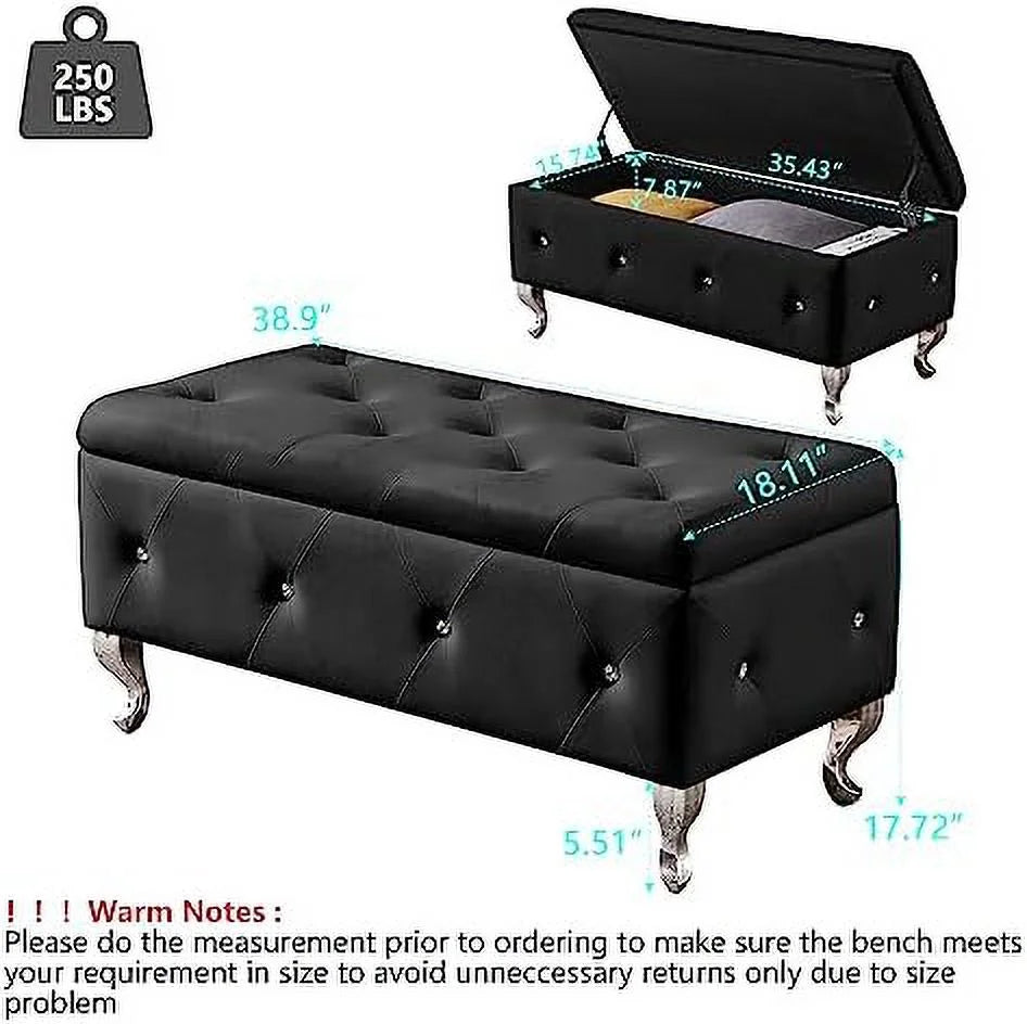 Grey Velvet Ottoman Bench with Metal Legs L809