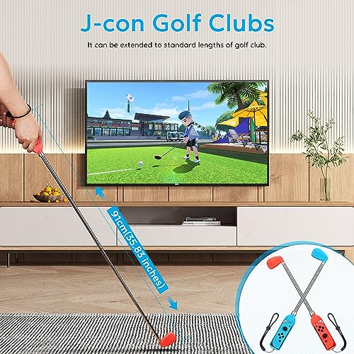 11 in 1 Switch Sports Accessories Bundle with Tennis Rackets, Golf Clubs, Swords, Wrist and Leg Strap, Storage Bag Y90492