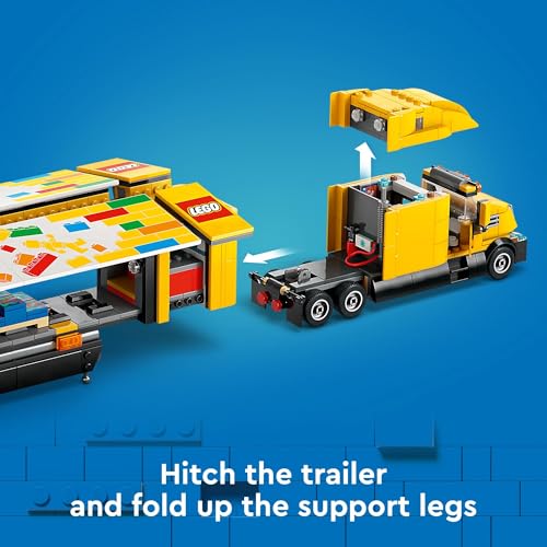 Yellow Delivery Truck Toy with Semitruck Model, Forklift and 4 Minifigures N521