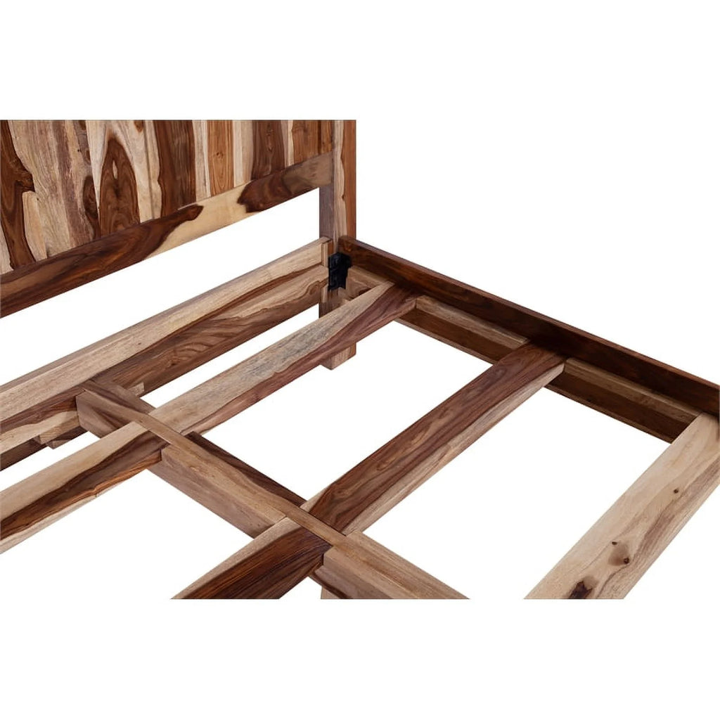 Solid Sheesham Wood Queen Bed with 2 Nightstands P3899