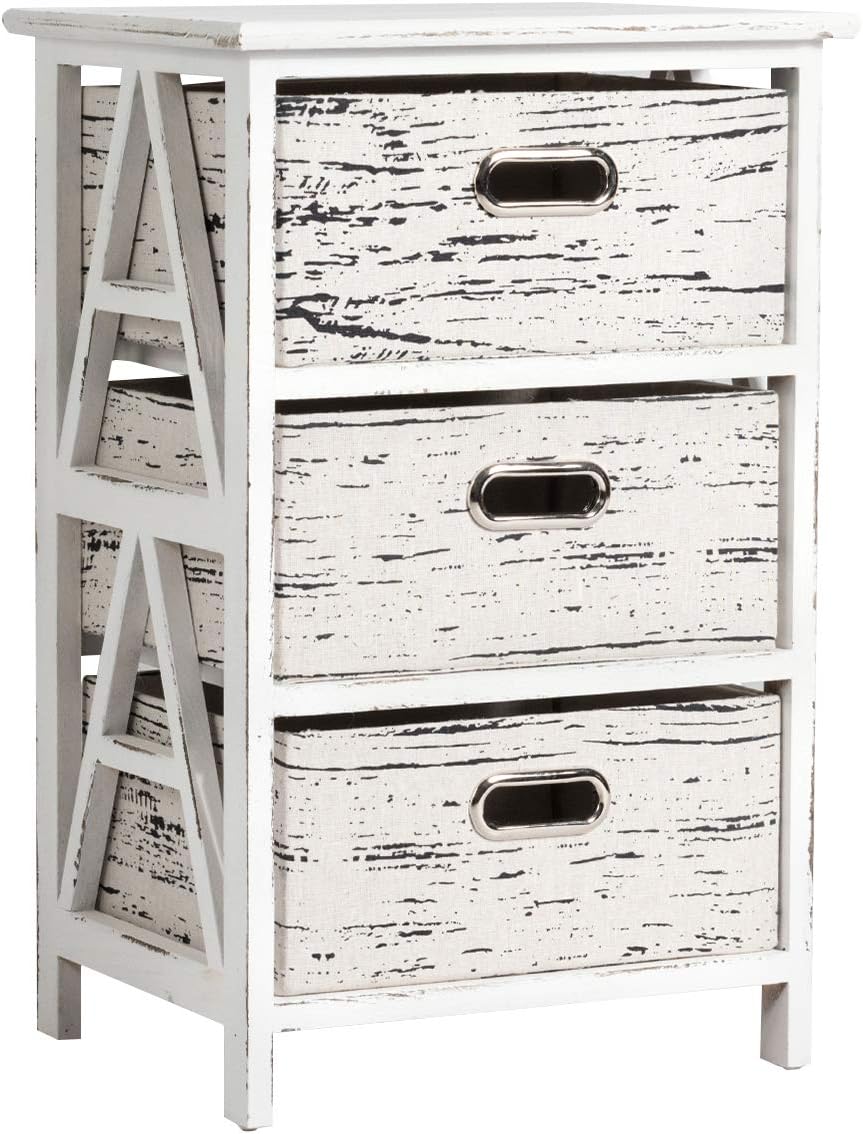 3 Fabrics Storage Drawer Units with Wood Frame Dresser Cabinet Y6053