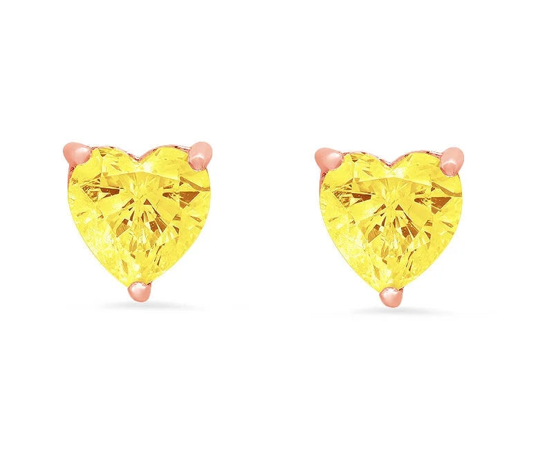 14K Rose Gold Heart Cut Stud Earrings E85297