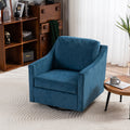Large Navy Blue Linen Fabric Swivel Armchair S928940