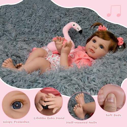 22 inch Lifelike Reborn Baby Doll with Feeding Toy Accessories Set F1624