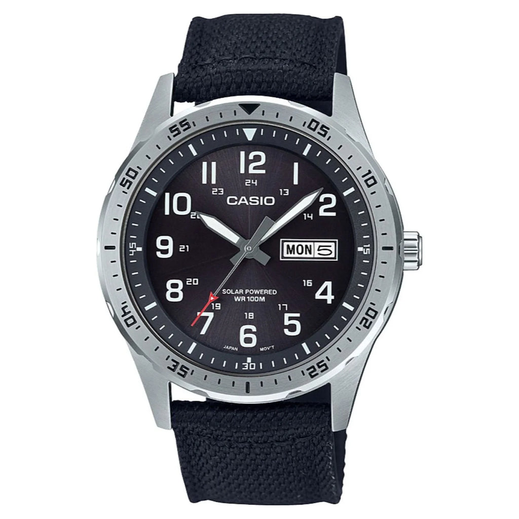 Black Solar Powered Analog Watch with Nylon Strap L963