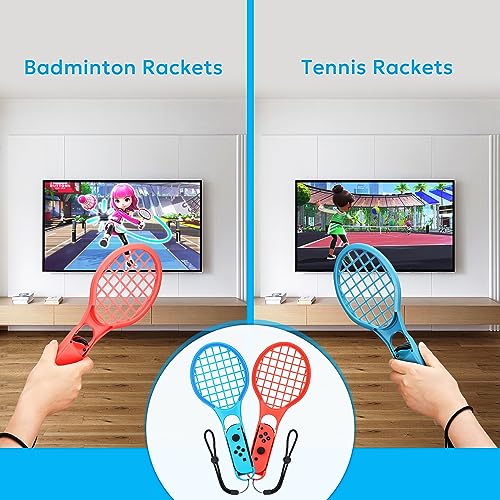11 in 1 Switch Sports Accessories Bundle with Tennis Rackets, Golf Clubs, Swords, Wrist and Leg Strap, Storage Bag Y90492