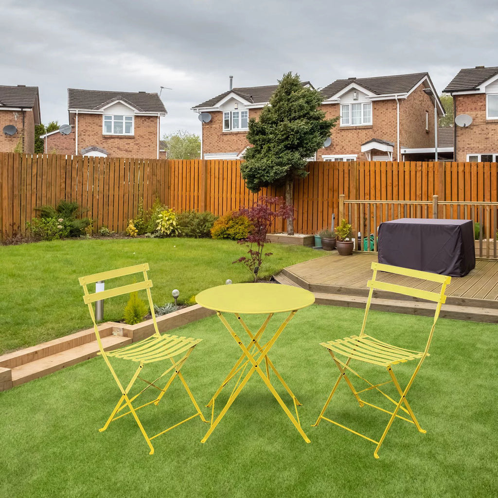 3 Piece Outdoor Furniture Set Yellow Q997