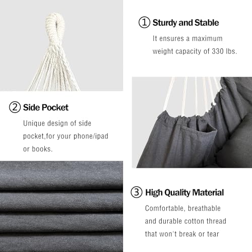 Hanging Cotton Hammock Chair with 2 Cushions T26515