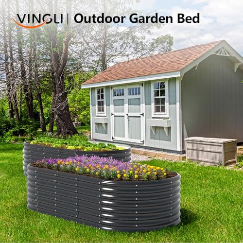 8x4x2ft Galvanized Raised Garden Beds Oval Planter Boxes W452