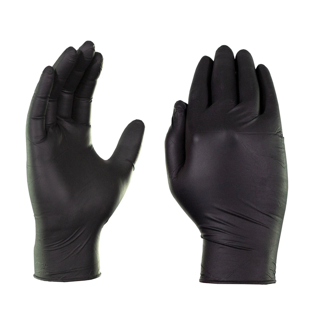 3 Mil Black Nitrile Disposable Industrial Gloves, Large, 2 Boxes of 100 Z92366