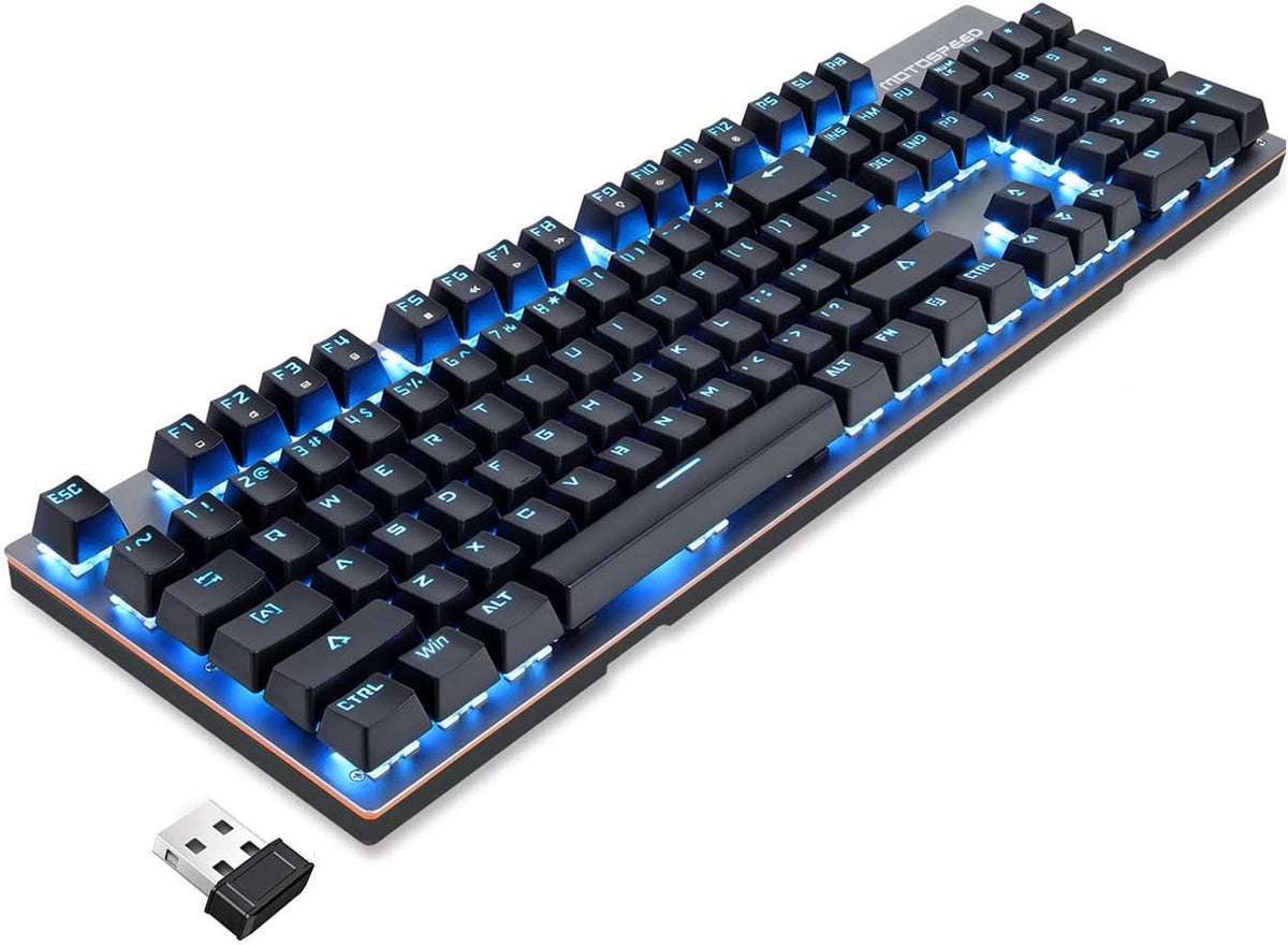 2.4GHz Wireless/USB Wired Mechanical Keyboard 104Keys Blue Switches N453734