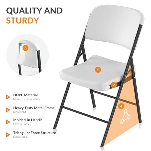 White 6-Pack Heavy Duty Folding Plastic Chairs B3975
