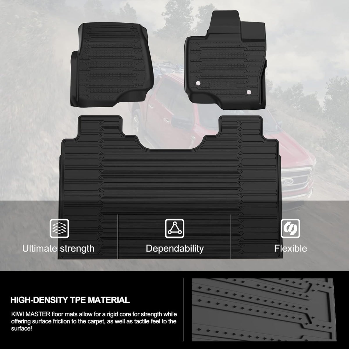F150 Floor Mats for 2021 2022 Ford F-150 SuperCrew Cab All Weather Custom Fit Liners I807