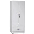 White Wood 2-Door Wardrobe Armoire with 2-Drawers F7471