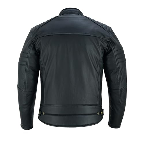 Men's Distress Zip Up Leather Motorbike Jacket D12569