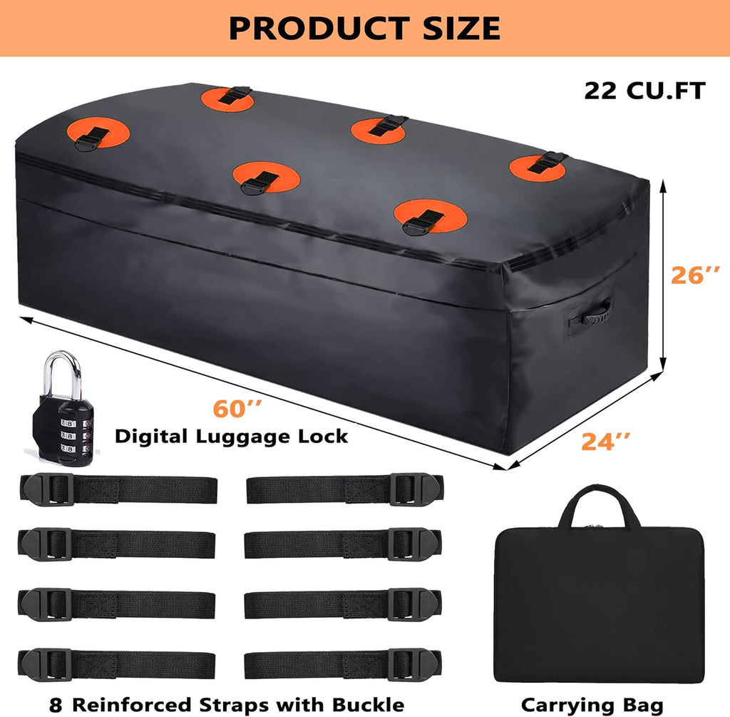 Hitch Cargo Carrier Bag 60 x 24 x 26 Foldable with 6 Reinforced Straps Y18161