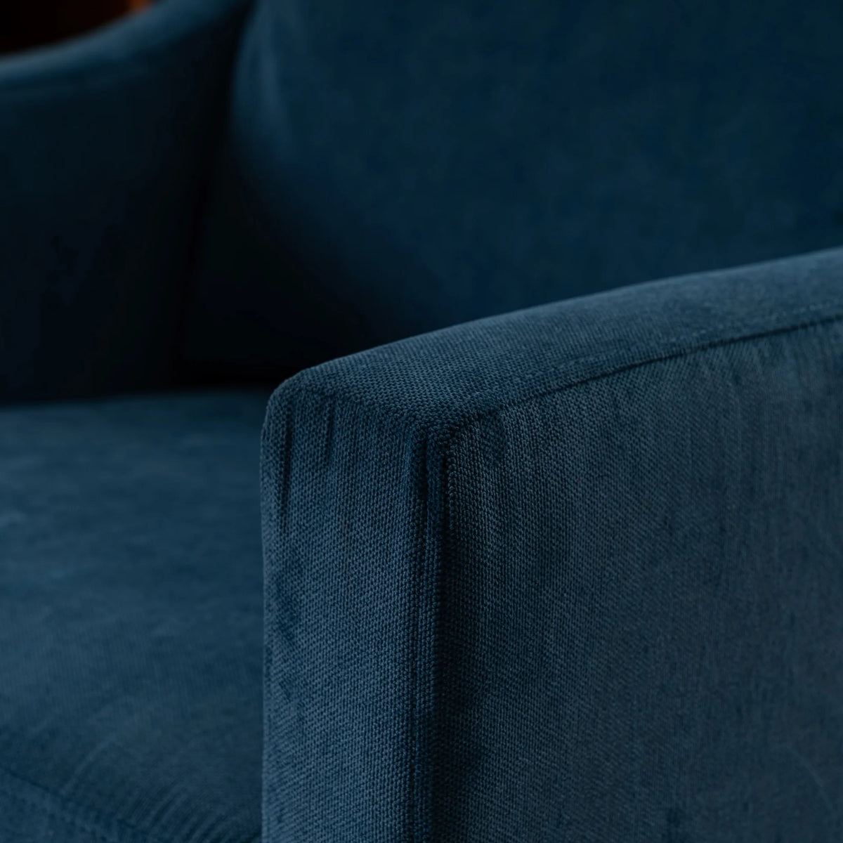 Large Navy Blue Linen Fabric Swivel Armchair S928940