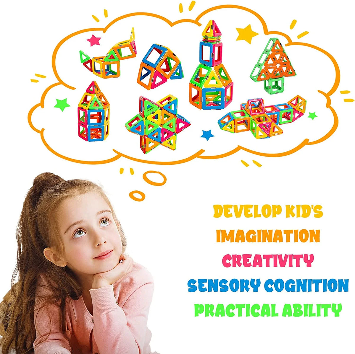 100 PCS Magnetic Tiles Building Blocks Set D683