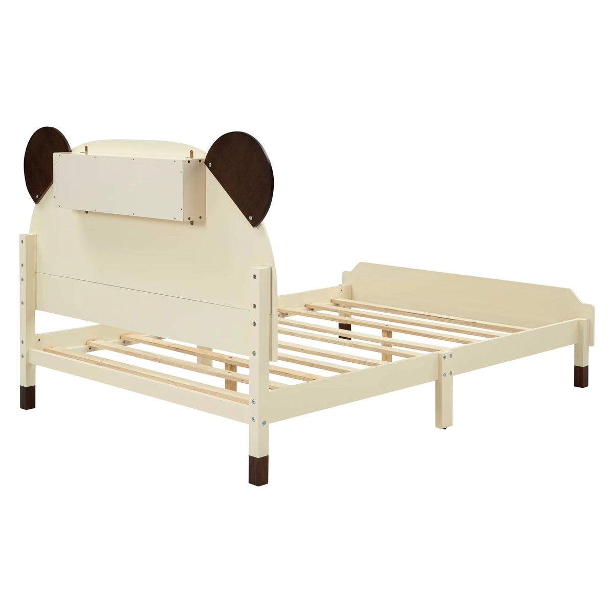 Full Size Bear-Shape Platform Bed with Nightstand and Storage Dresser E22367