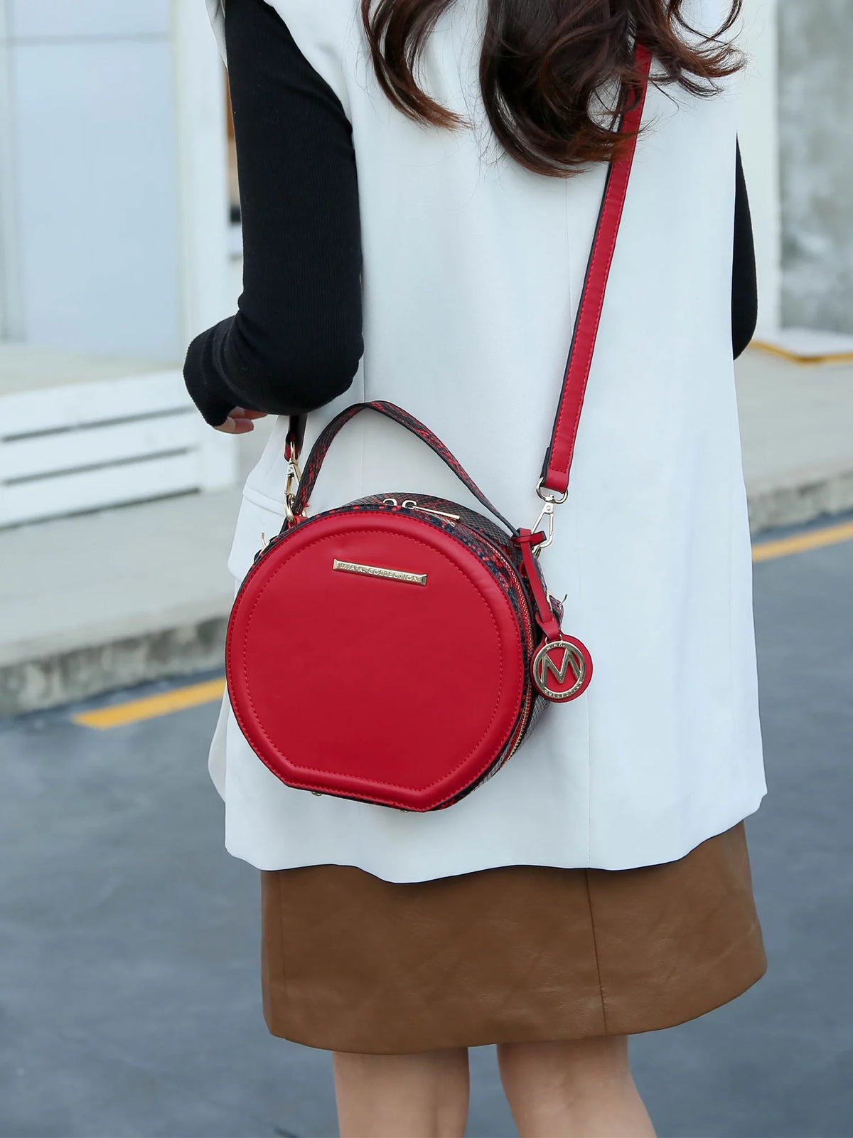 Red Vegan Leather Crossbody Bag T1756