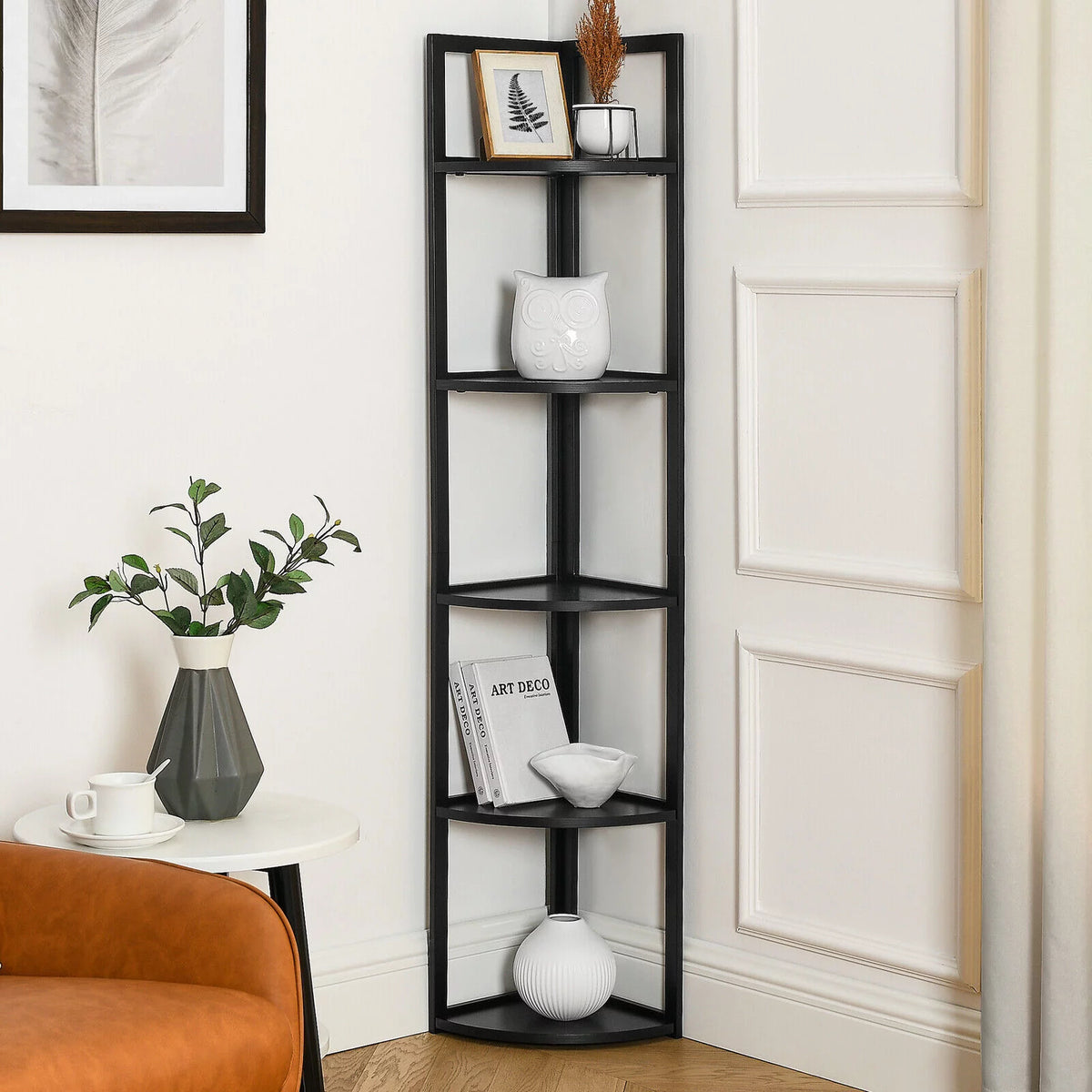 5 Tiers Corner Shelf Black M4782