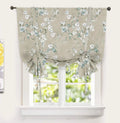 Blue Gray Floral Tie Up Curtain T76651