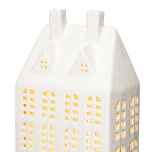 White Ceramic Christmas Village House with Lights U10618