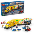 Yellow Delivery Truck Toy with Semitruck Model, Forklift and 4 Minifigures N521