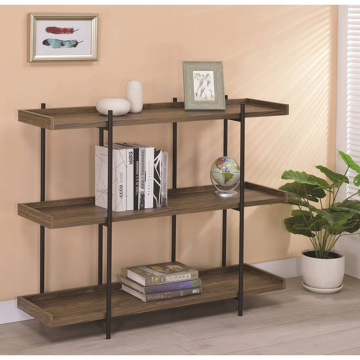 Walnut Wood Bookcase D337