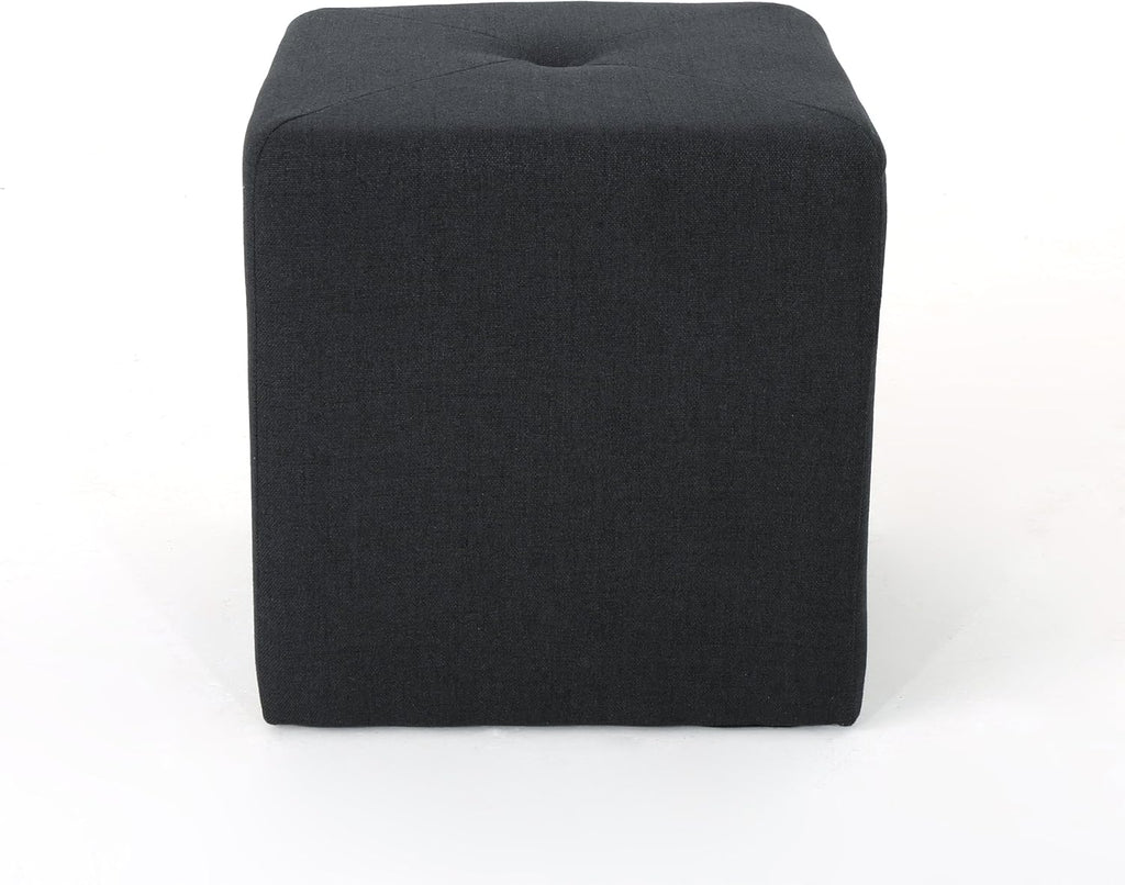 Dark Charcoal Fabric Square Ottoman H887
