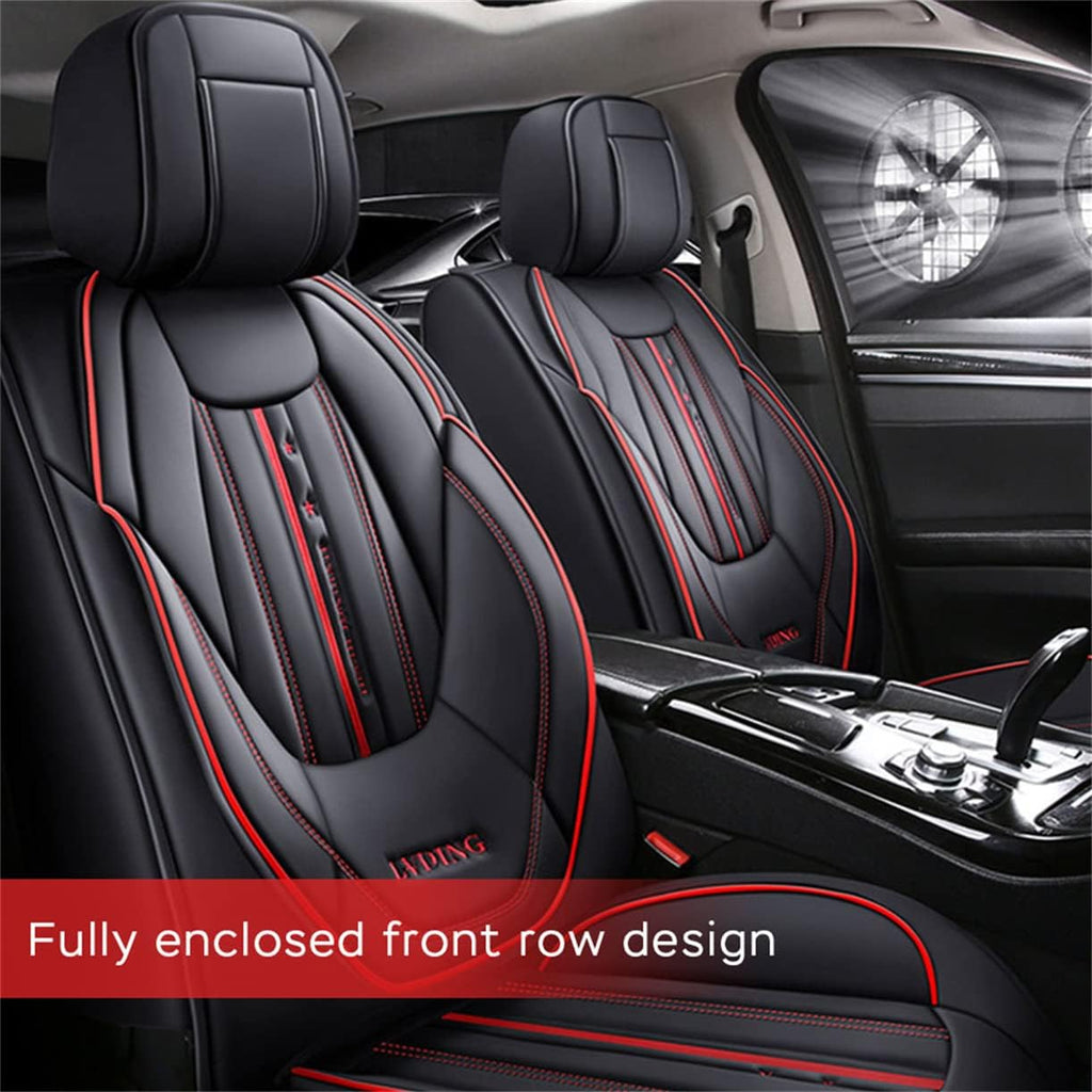 Waterproof PU Leather Car Seat Covers for Front and Rear Seats, Black Y656423