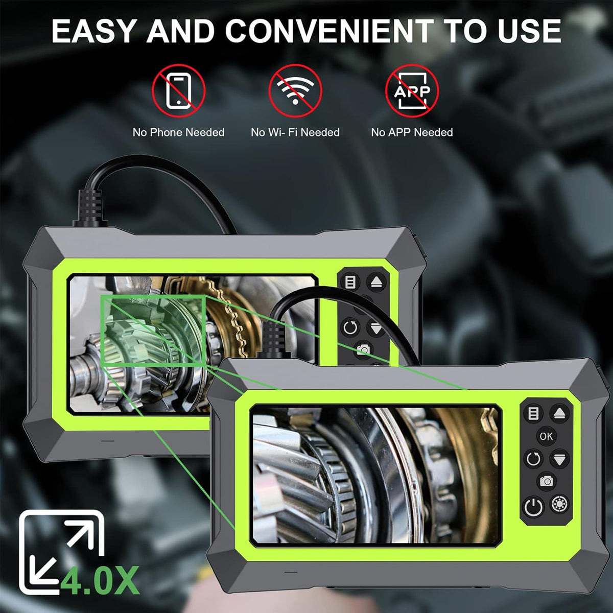Dual Lens 1080P Borescope Inspection Camera with 16.5FT Semi-Rigid Cable, 32GB Card, Pack of 2 R8248