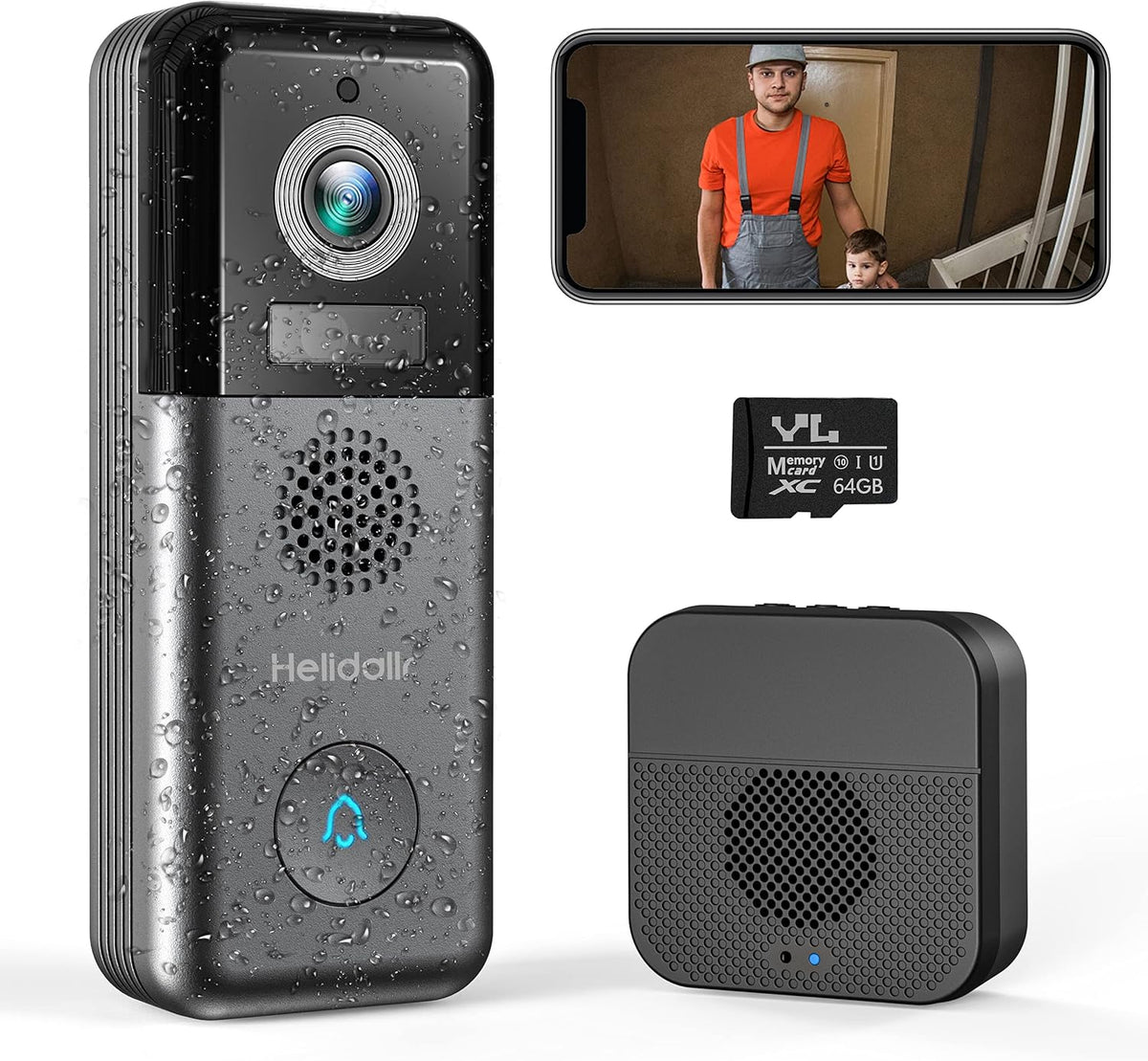 2K Wireless Video Doorbell Camera J767