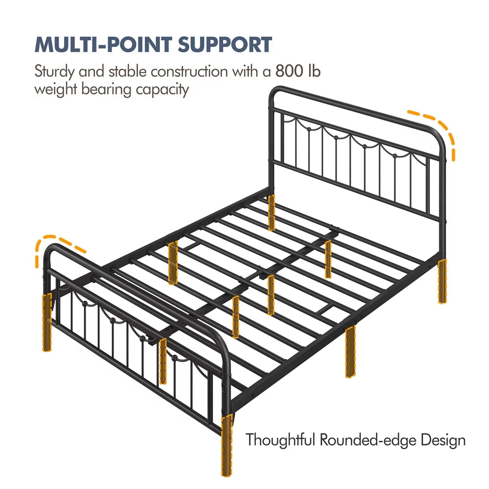 Twin Metal Platform Bed with Headboard and Footboard Z24343