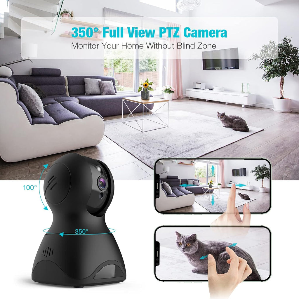 1080P WiFi Security Camera with 2-Way Talk, Night Vision, Pan/Tilt/Zoom, Pack of 2 K773822
