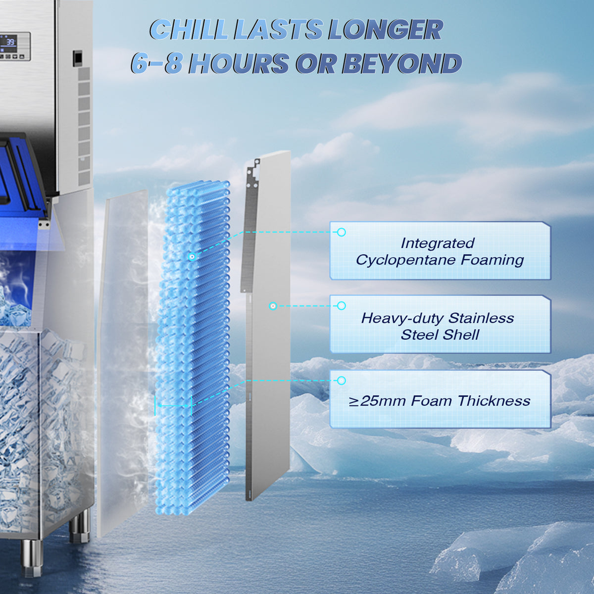 Commercial Ice Maker 355 Lbs/24H, 166 Lbs Storage Air-Cooled Ice Machine L791