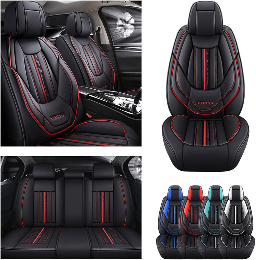 Waterproof PU Leather Car Seat Covers for Front and Rear Seats, Black Y656423