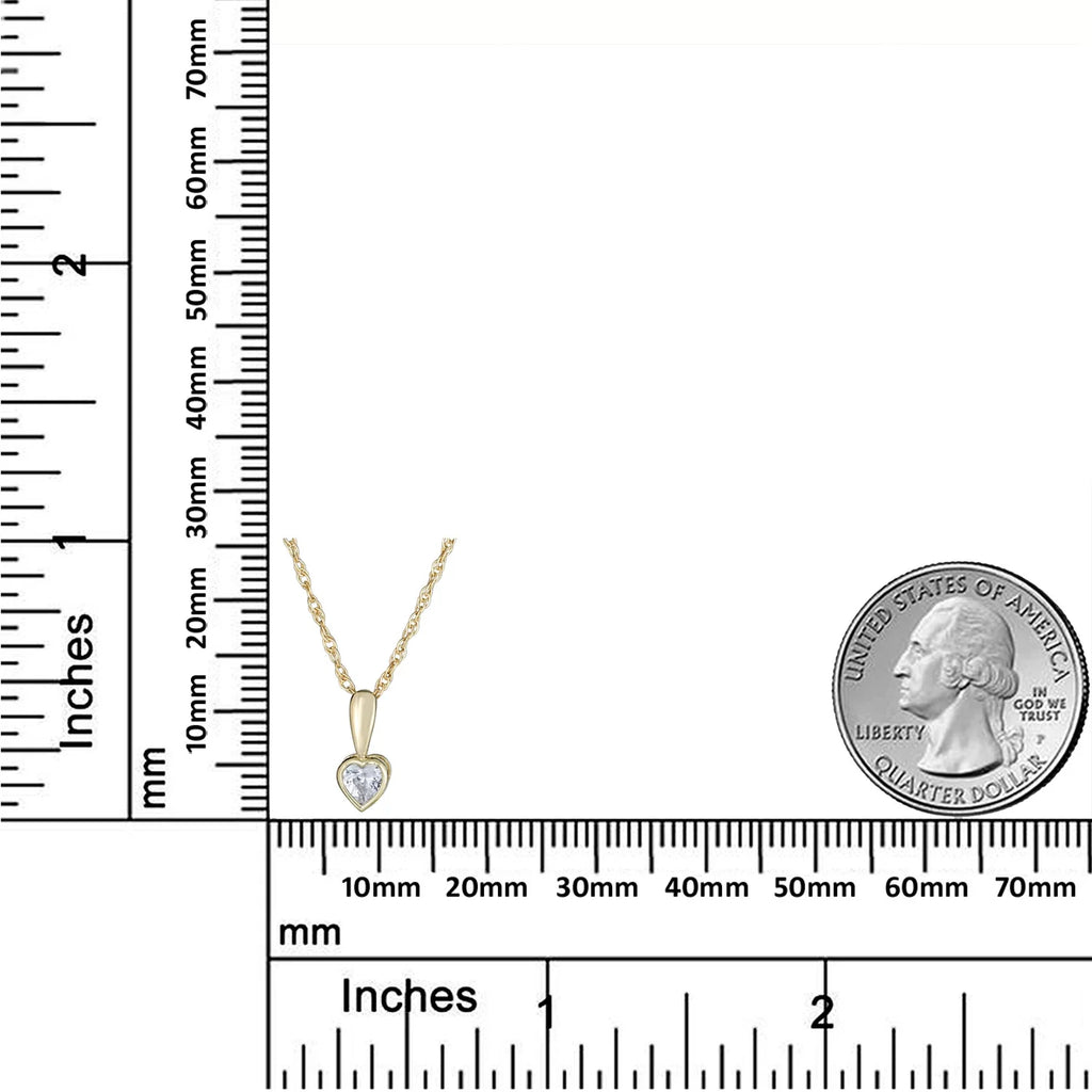 10K Yellow Gold White Sapphire Heart Pendant Necklace with 18" Chain U91190