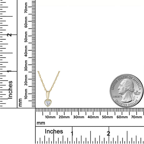 10K Yellow Gold White Sapphire Heart Pendant Necklace with 18" Chain U91190