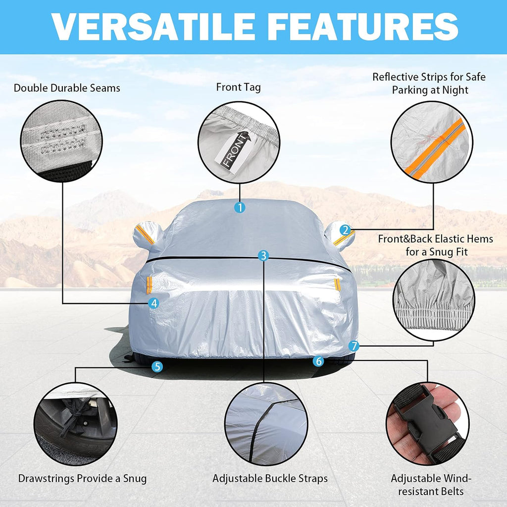 6-Layers Waterproof Car Covers with Night Reflective B826