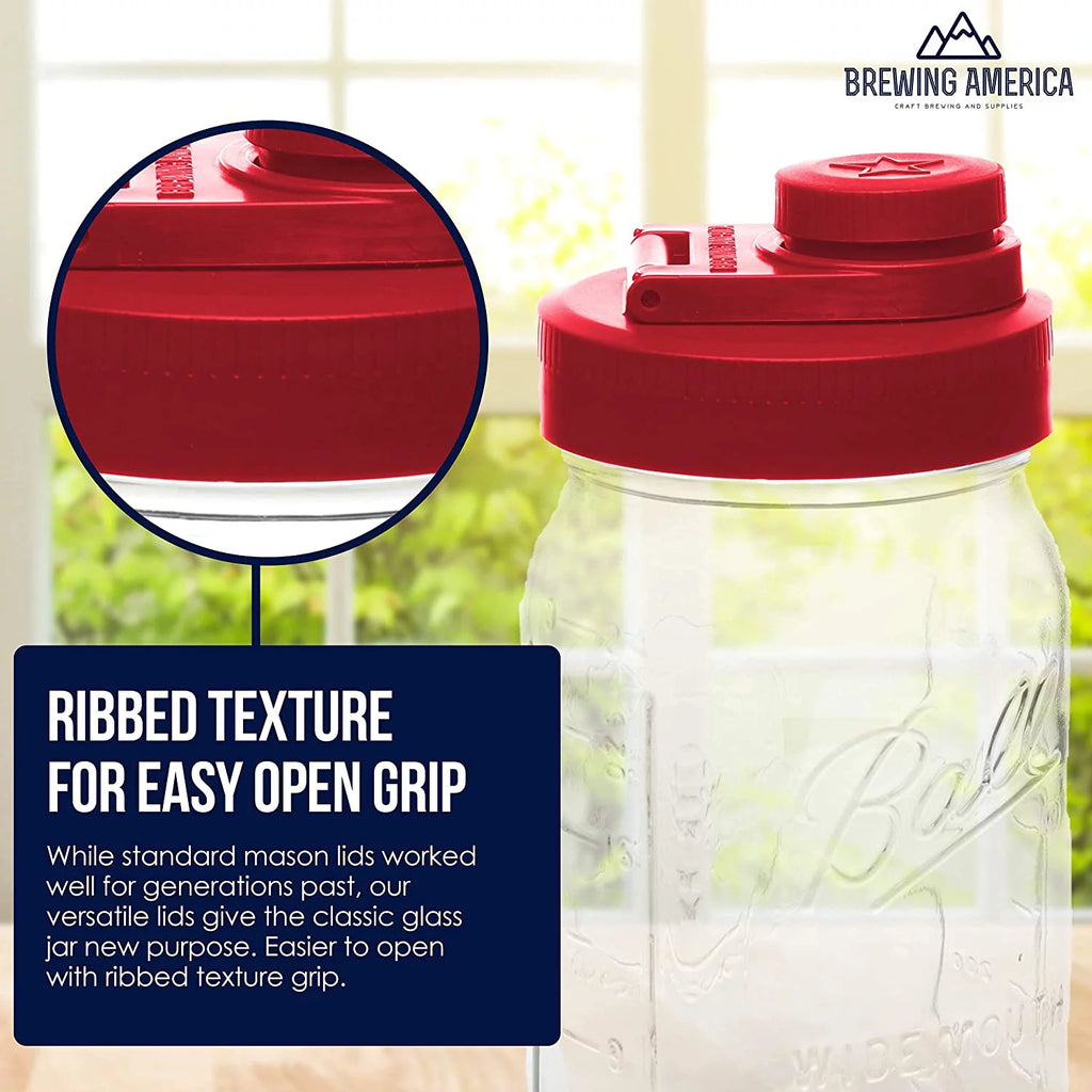 Glass Mason Jar Pitcher with Lid, 1 Quart Wide Mouth, 2-Pack J279